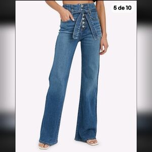 VERONICA BEARD ROSANNA CORSET High-Waist  Wide-Leg Women’s Jeans with Tie Belt